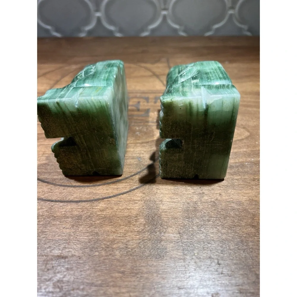 Aztec Style Green‎ Marble Looking Natural Stone Bookends
